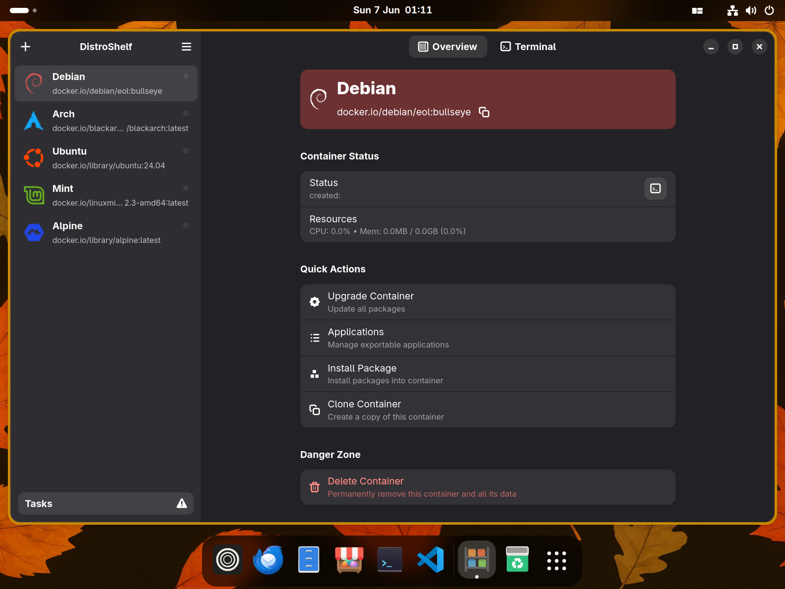 DistroShelf GUI for managing Distrobox containers